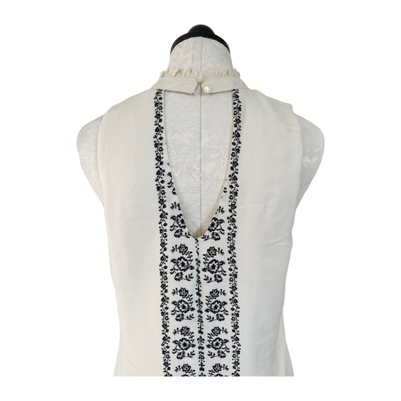 Heart Soul Ivory/Black Shift Dress Embroidered  Sleeveless Keyhole Size Large - Picture 6 of 13